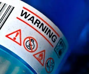 Example of a warning label, which needs to be included on certain packaging to be compliant in the industry - like medications, etc. 