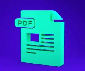 A graphic of a PDF, which is the gold standard for sending files to print.