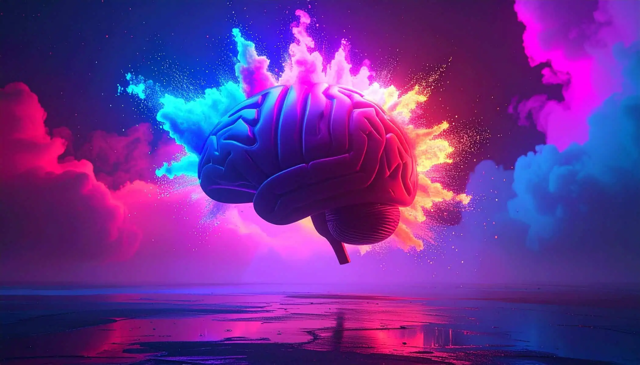 An abstract brain experiencing a creative breakthrough
