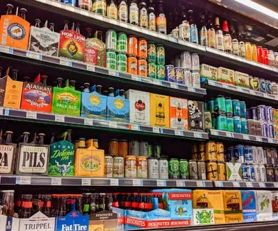 alcohol, liquor and beer packaging that stands out in liquor store