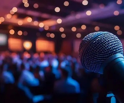 A digital marketing conference with inspiring speakers on stage