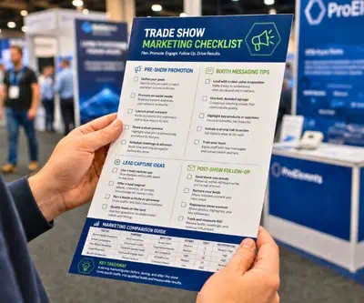 Trade show marketing checklist flyer
