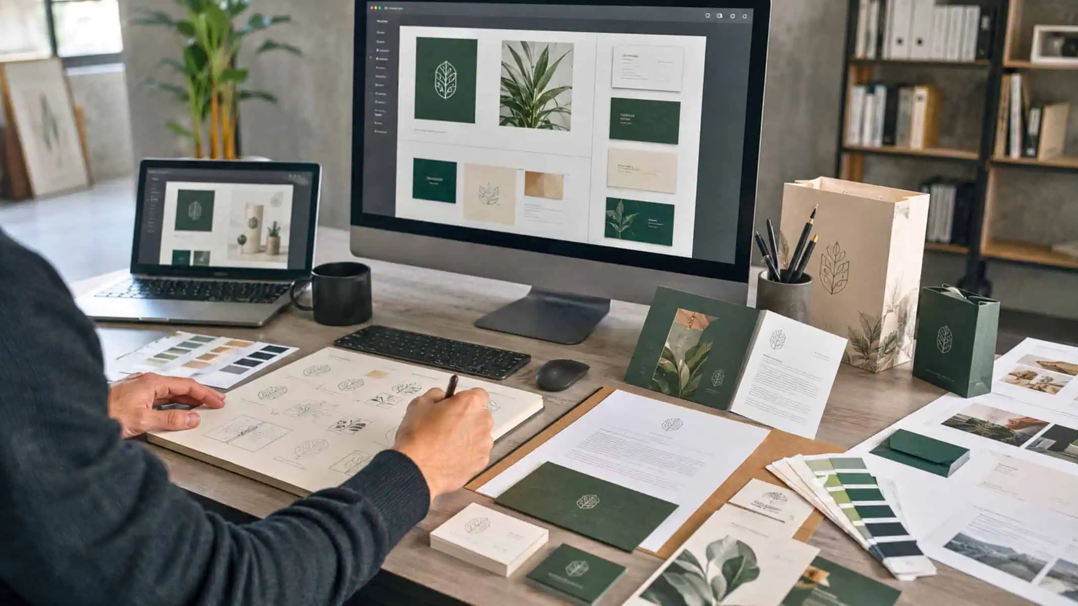 Graphic Designer working on print brand suite
