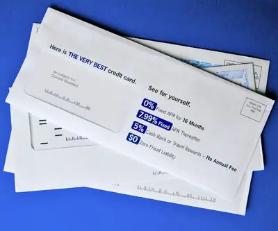 Direct mail marketing campaign for credit card offer