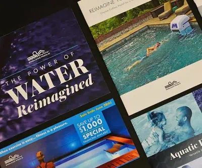 Marketing brochure options in a marketing portal for a pool company