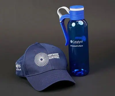 Promotional product hat and water bottles for trade show